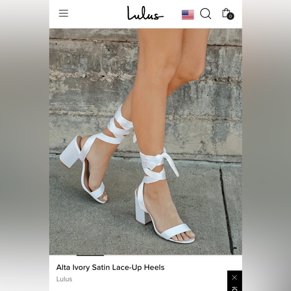 Lulus Alta Ivory Satin Lace-Up Heels Women’s Size 8.5